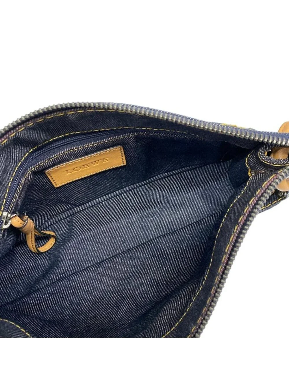 Loewe Shoulder Bag Dark Navy Beige Stitch Leather